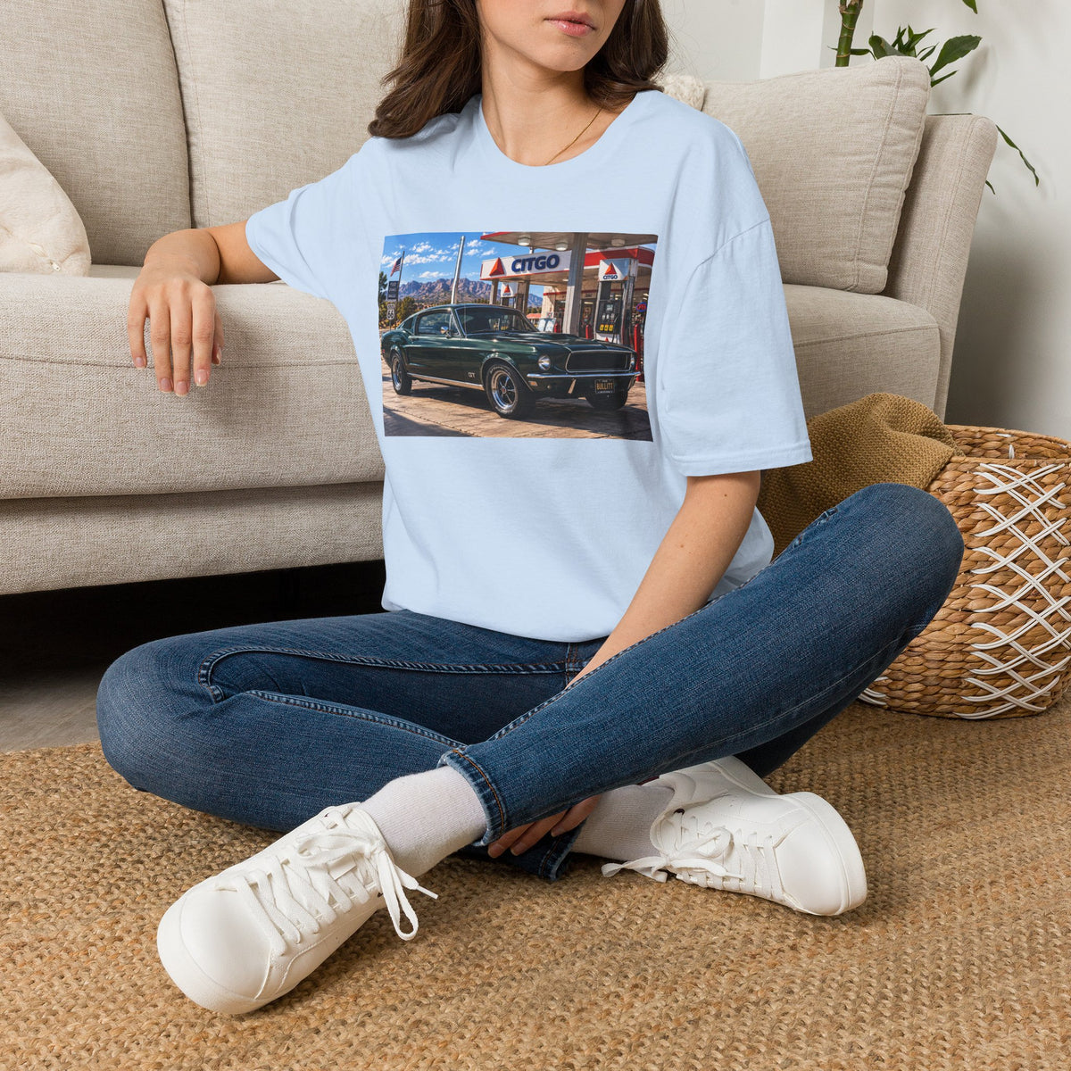 Classic Mustang Gas Station Tee — Retro Muscle Car T-Shirt