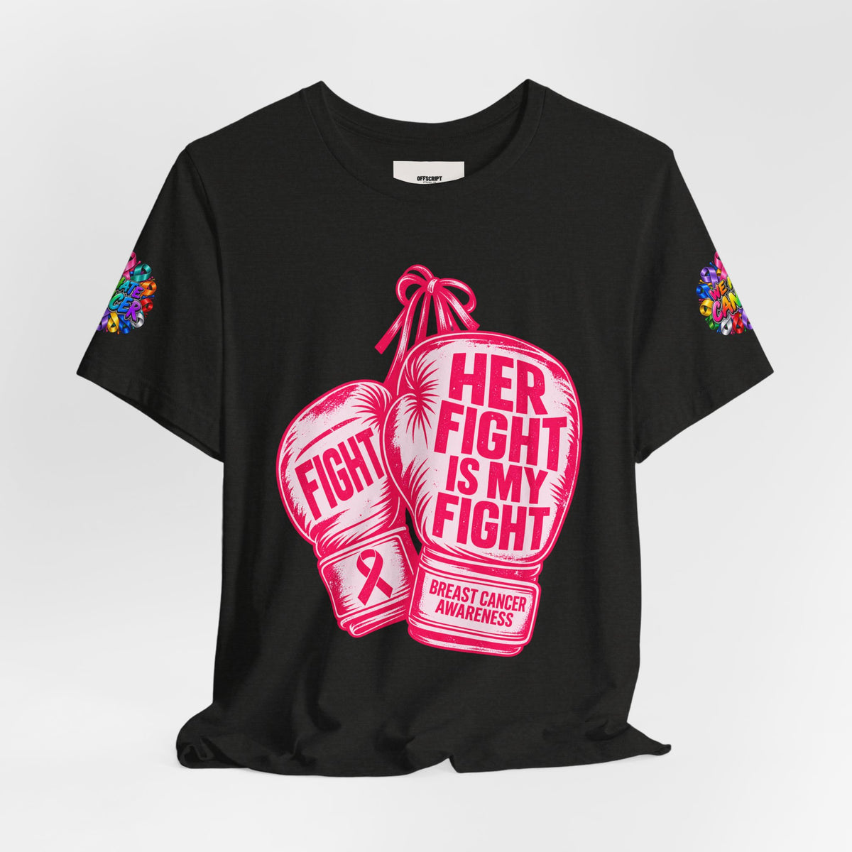 Breast Cancer Awareness Tee – “Her Fight Is My Fight” Boxing Gloves T-Shirt