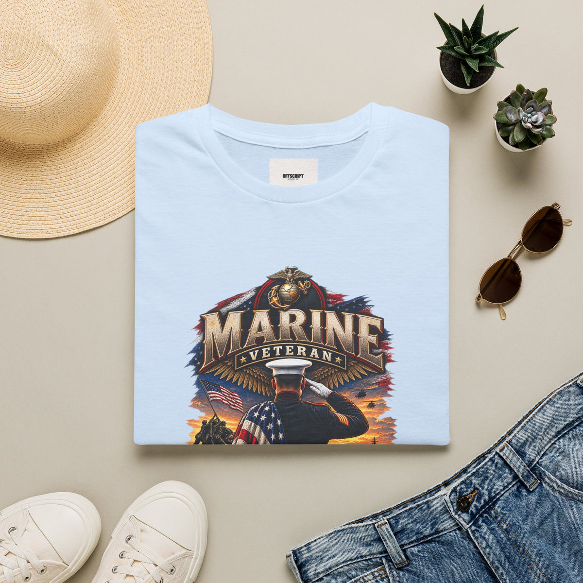 Marine Veteran T-Shirt — Proud USMC Eagle & Flag Tribute Tee