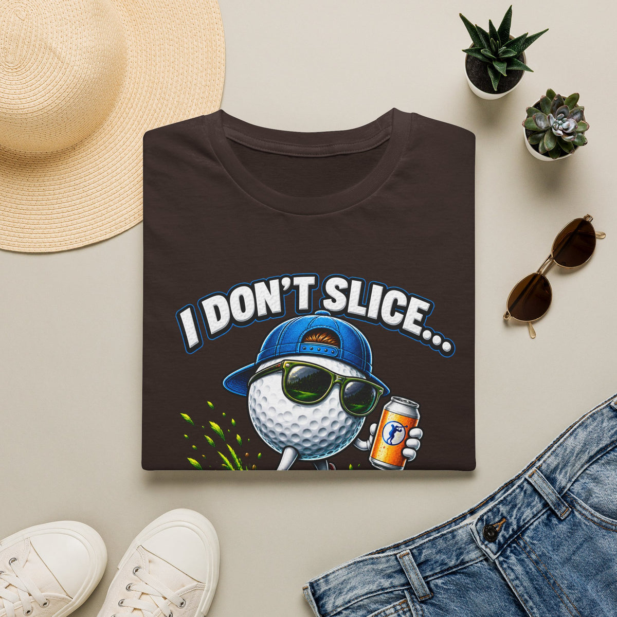 Golf T-Shirt — "I Don't Slice... I Create Scenic Detours" Funny Golfer Tee