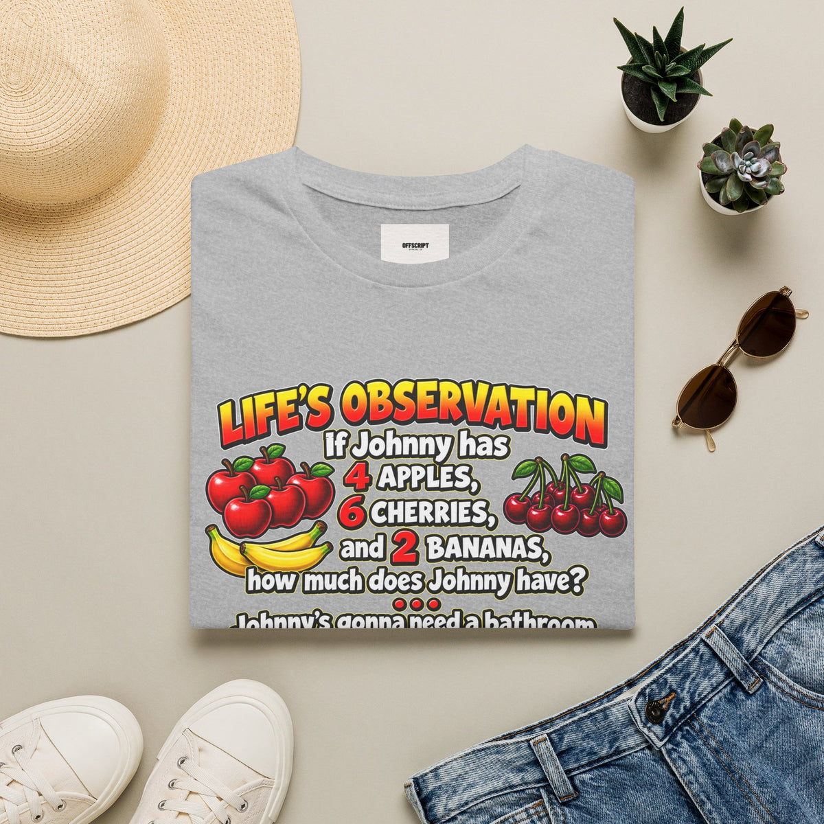 Life’s Observation Fruit Puzzle T-Shirt — Funny Johnny Math Joke Tee