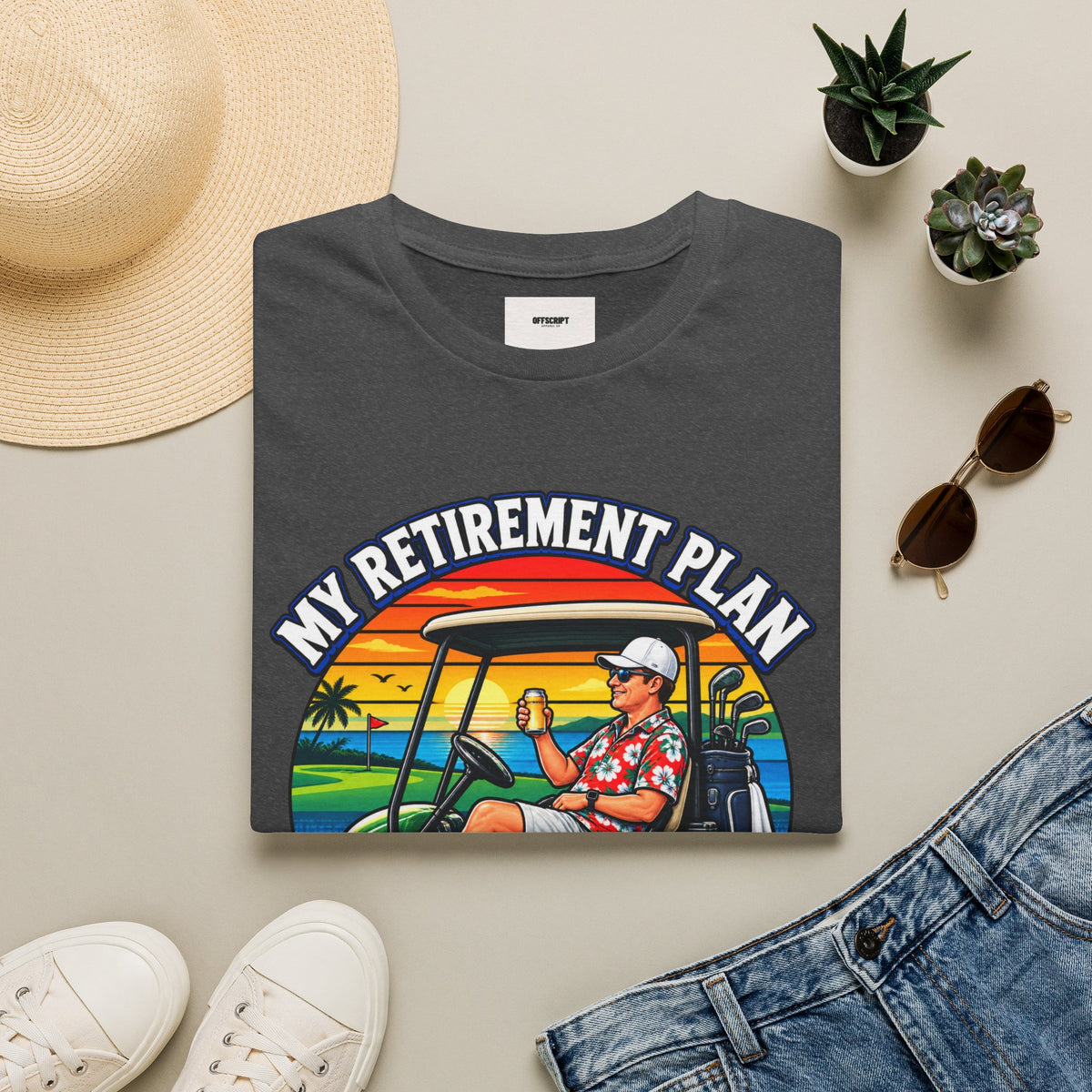 Retirement Golf T-Shirt — “My Retirement Plan Is On Par” Vintage Golf Cart Design