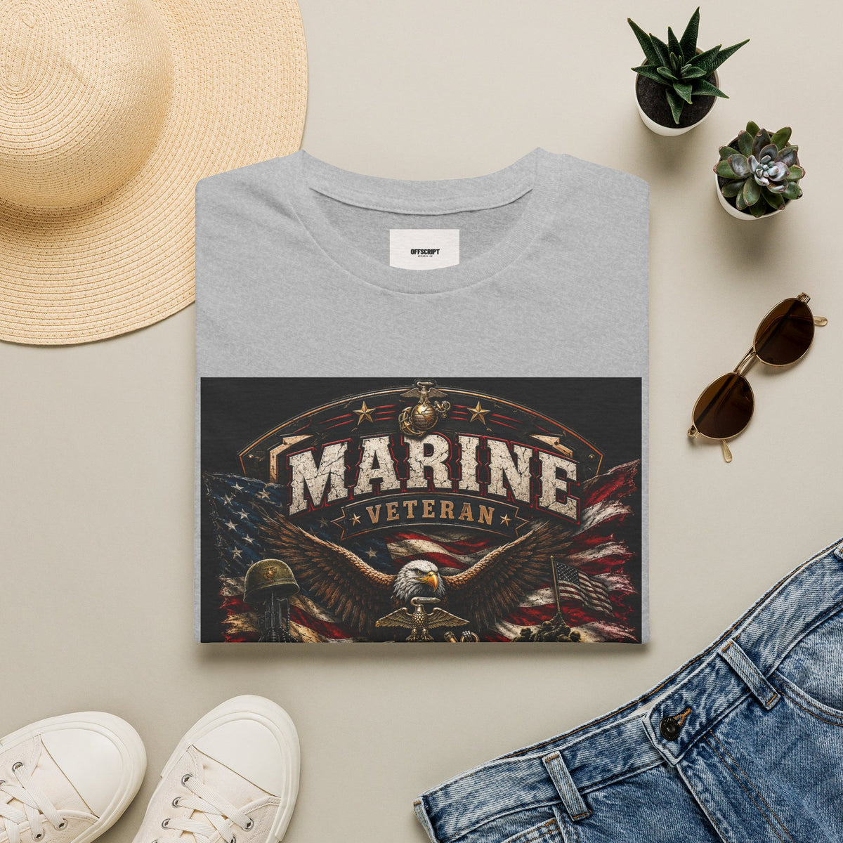 Marine Veteran T‑Shirt — Patriotic Eagle & American Flag Military Tribute
