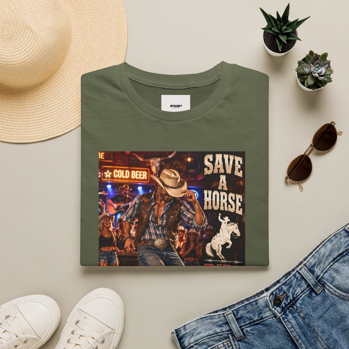 Save a Horse Ride a Cowboy T-Shirt — Country Western Cowboy Graphic Tee