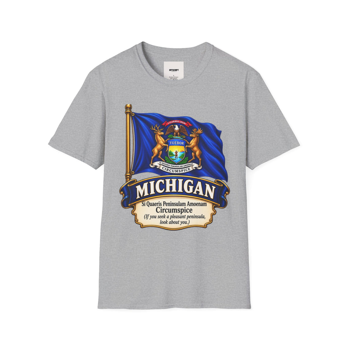 Michigan State Flag T-Shirt — Vintage State Seal Tee (TUEBOR)