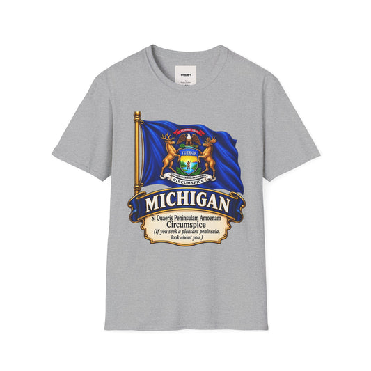 Michigan State Flag T-Shirt — Vintage State Seal Tee (TUEBOR)