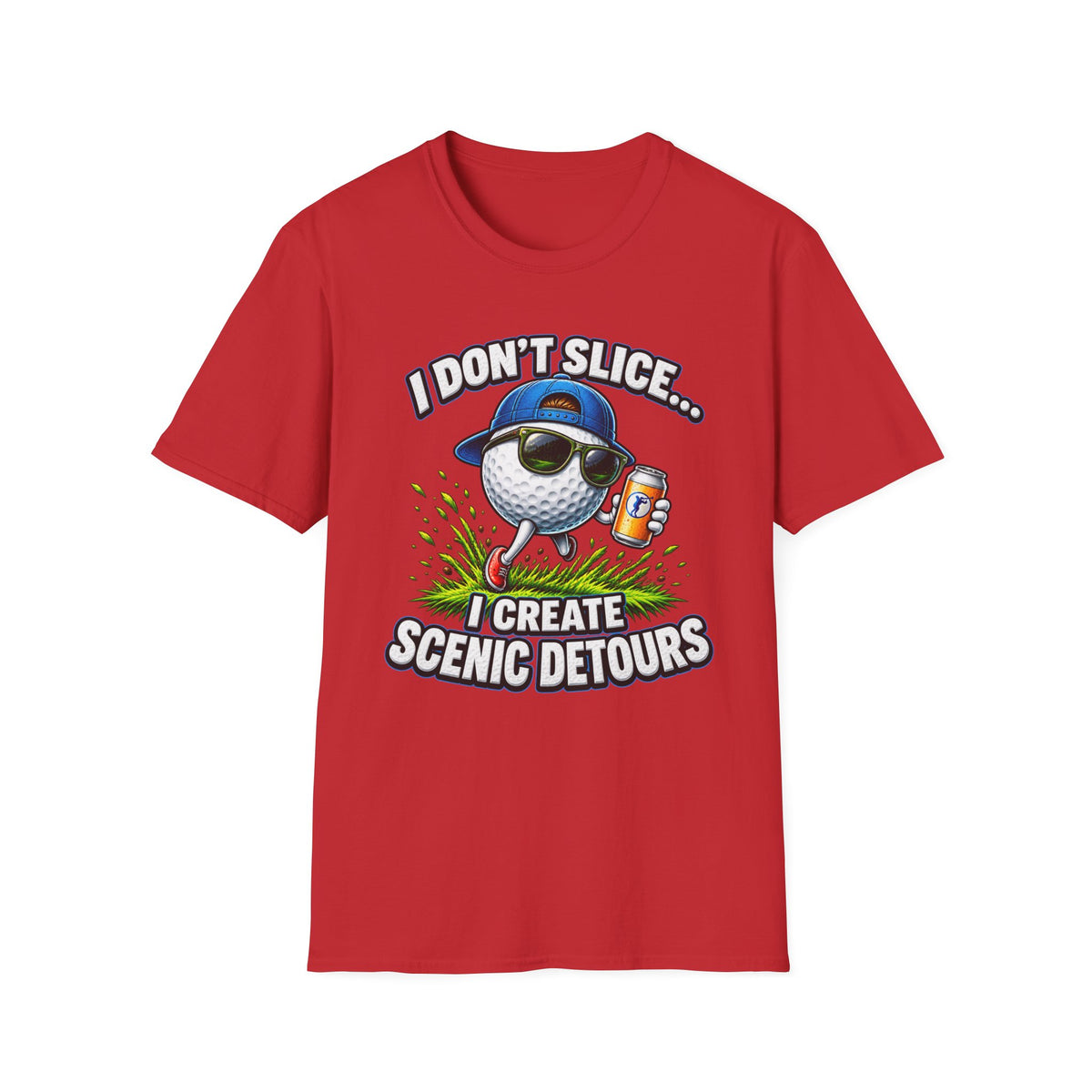 Golf T-Shirt — "I Don't Slice... I Create Scenic Detours" Funny Golfer Tee