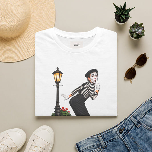 Mime Graphic T-Shirt — "Do Mime Farts Really Make a Noise?" Vintage Street Performer Tee