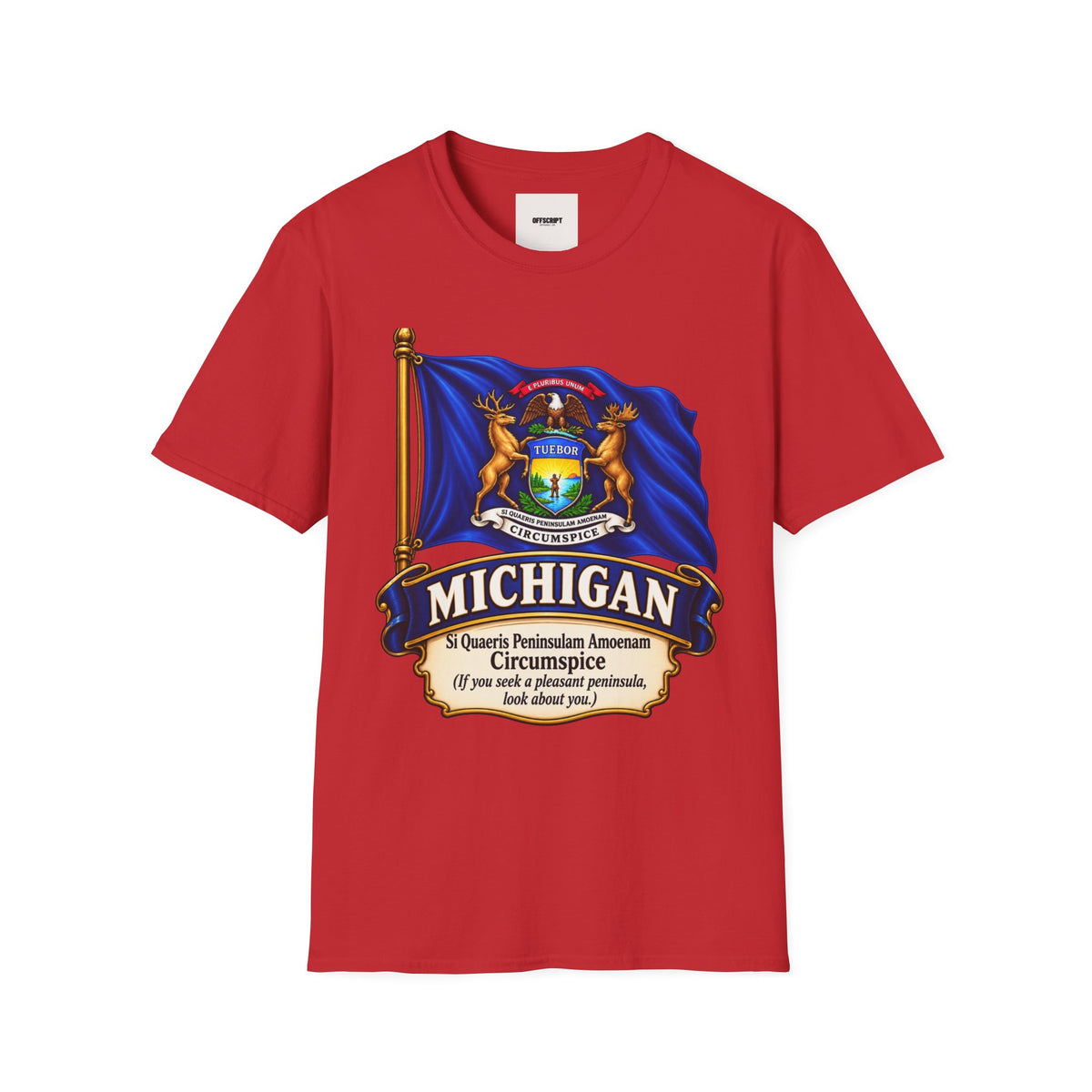 Michigan State Flag T-Shirt — Vintage State Seal Tee (TUEBOR)