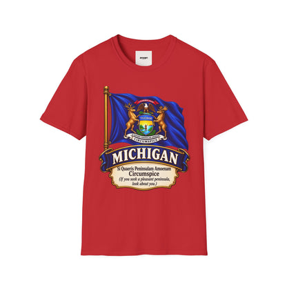 Michigan State Flag T-Shirt — Vintage State Seal Tee (TUEBOR)