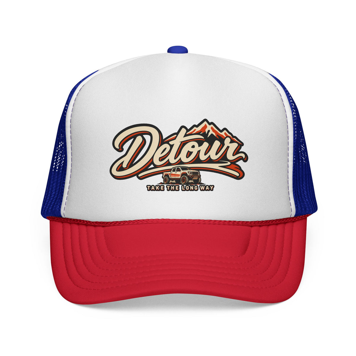 Detour Trucker Hat — Vintage Road Trip Mesh Cap