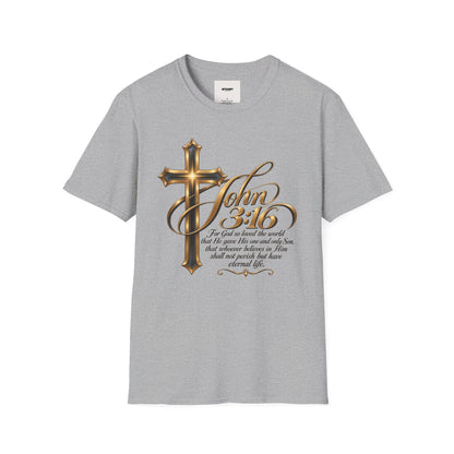 John 3:16 Cross T-Shirt — Inspirational Christian Scripture Tee