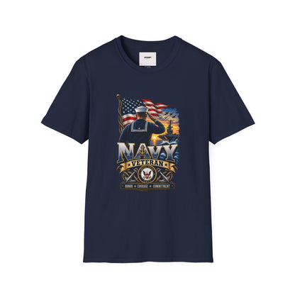 Navy Veteran Salute T‑Shirt – American Flag Military Tribute