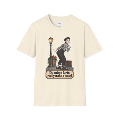 Mime Graphic T-Shirt — "Do Mime Farts Really Make a Noise?" Vintage Street Performer Tee