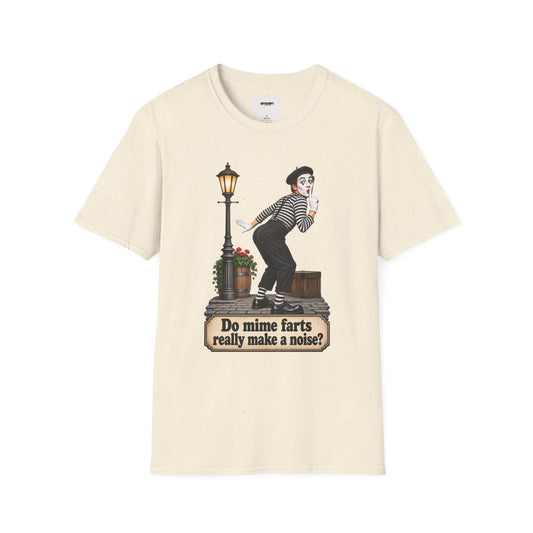 Mime Graphic T-Shirt — "Do Mime Farts Really Make a Noise?" Vintage Street Performer Tee