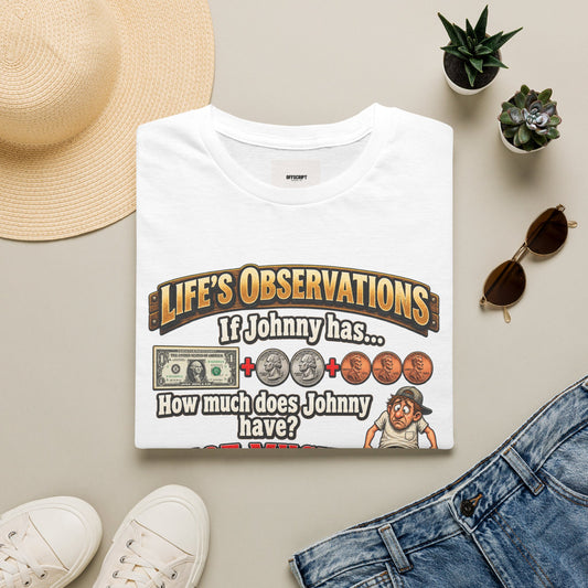 Life's Observations "If Johnny Has..." Graphic T-Shirt — Funny Money Puzzle Tee