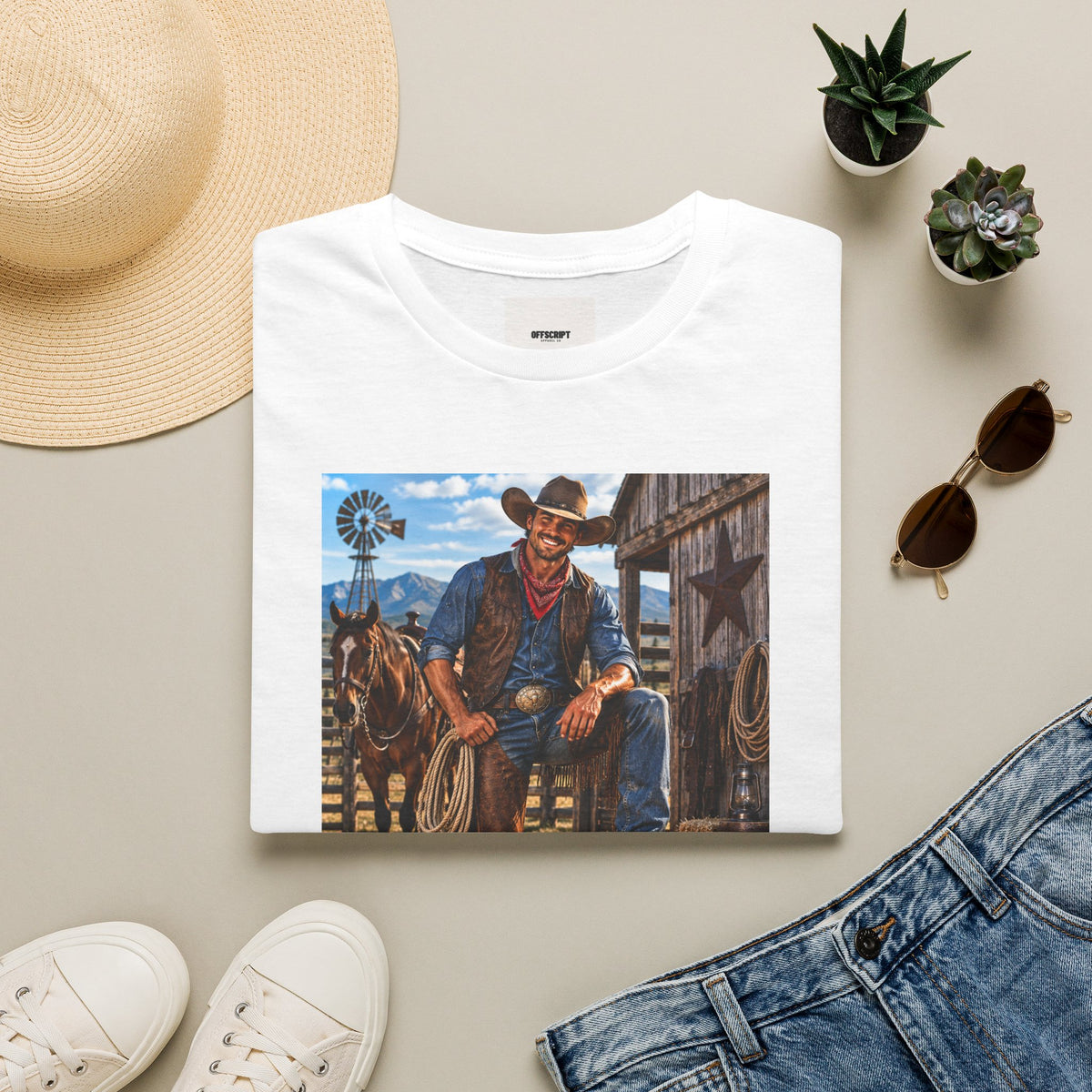 Cowboy Graphic T-Shirt — “Save a Horse, Ride a Cowboy” Western Tee