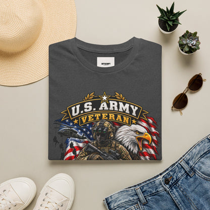 U.S. Army Veteran T-Shirt — Special Forces Eagle American Flag Design