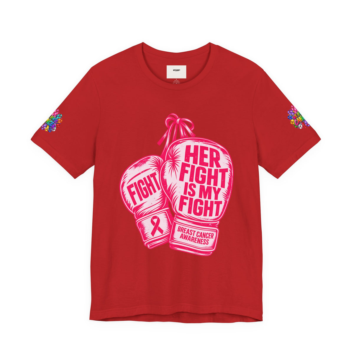 Breast Cancer Awareness Tee – “Her Fight Is My Fight” Boxing Gloves T-Shirt