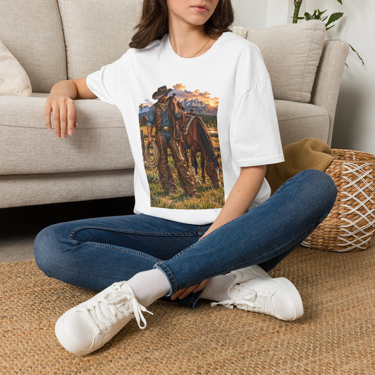 Cowboy Sunset T-Shirt — Western Ranch Horse Graphic