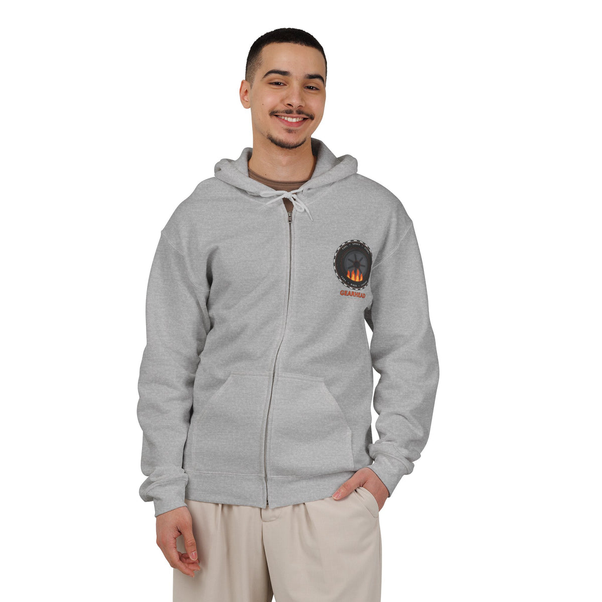 Classic Red Corvette Burnout Zip Hoodie