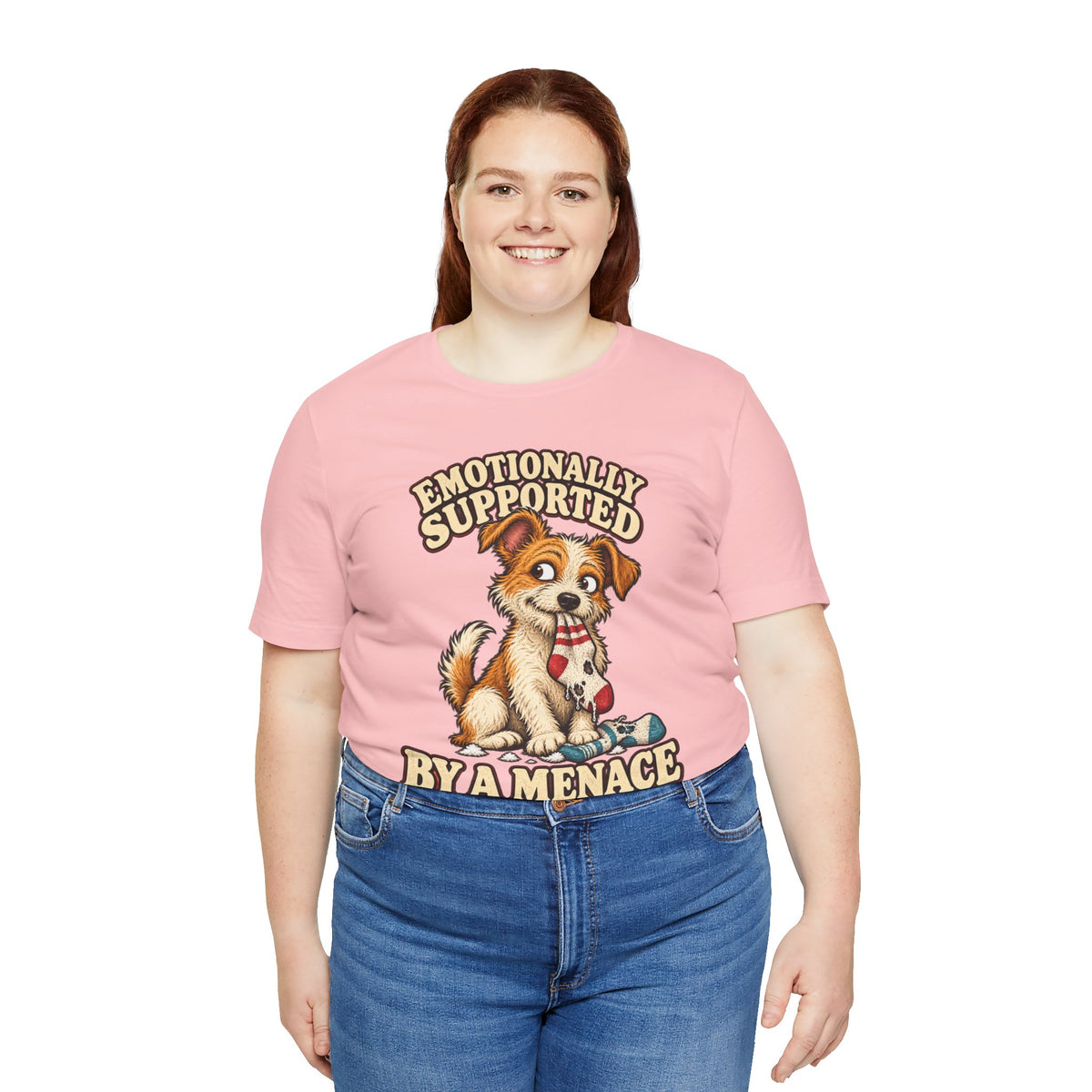 Emotionally Supported by a Menace Tee — Cute Puppy Graphic T‑Shirt