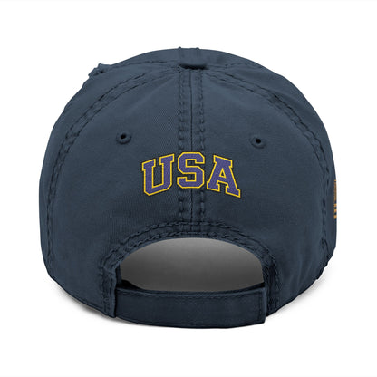 Veteran Embroidered Distressed Dad Hat — USA Honor Gratitude