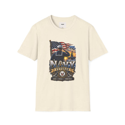Navy Veteran Salute T‑Shirt – American Flag Military Tribute