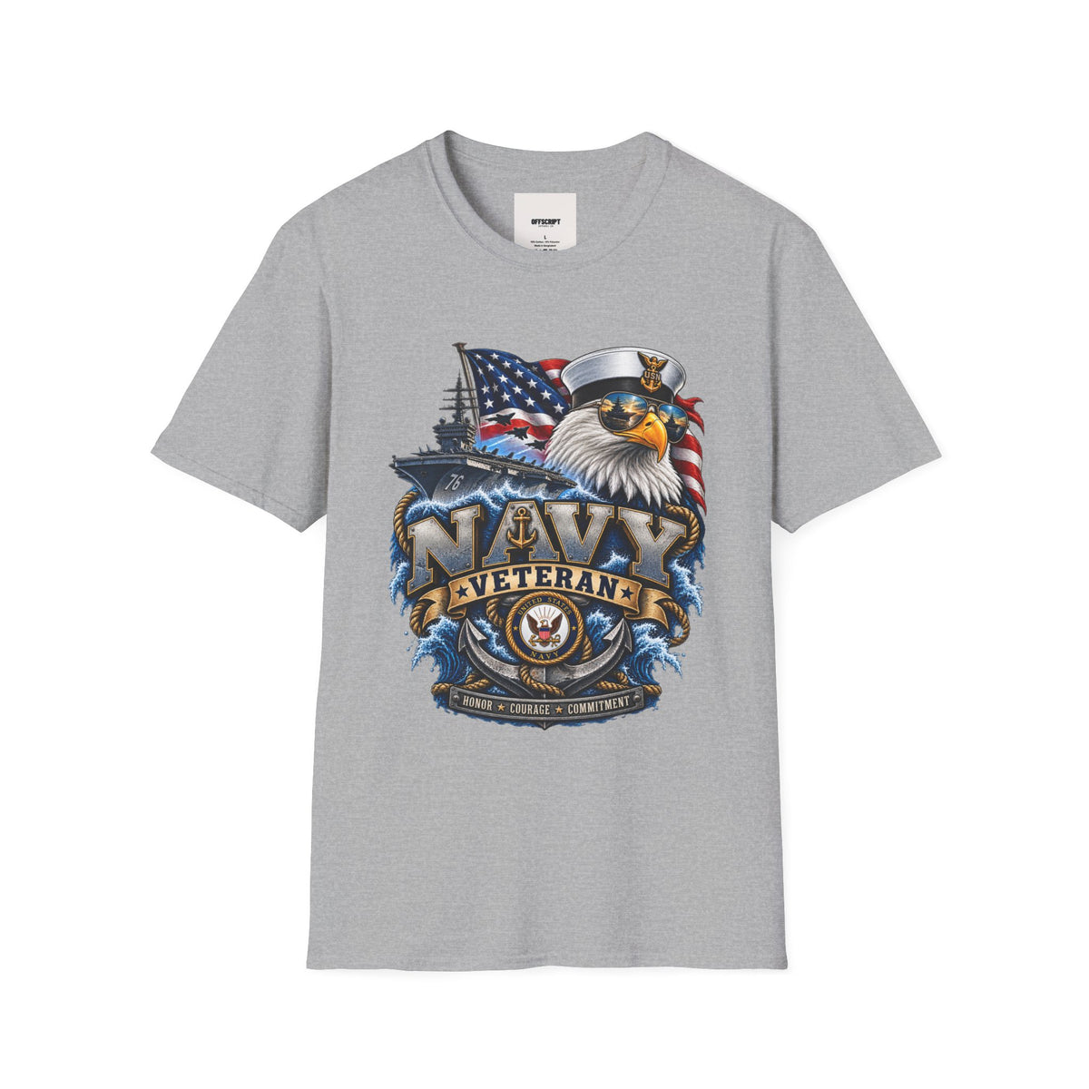Navy Veteran Eagle T‑Shirt — Patriotic US Navy Flag Design
