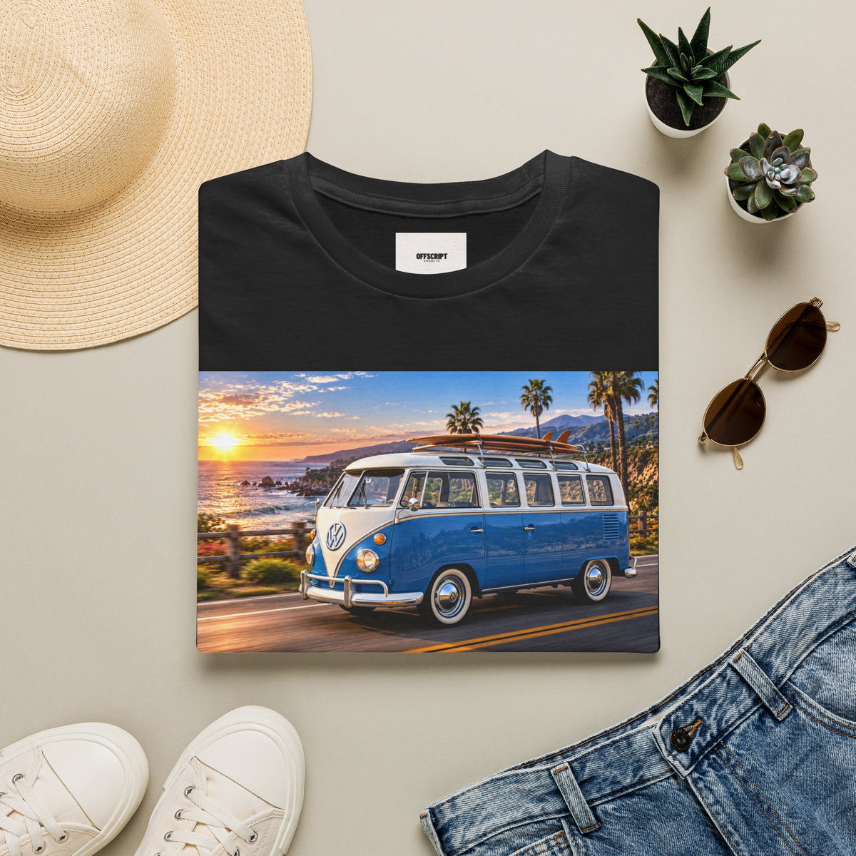 Vintage VW Bus T‑Shirt — Retro Surf Van Sunset Graphic Tee