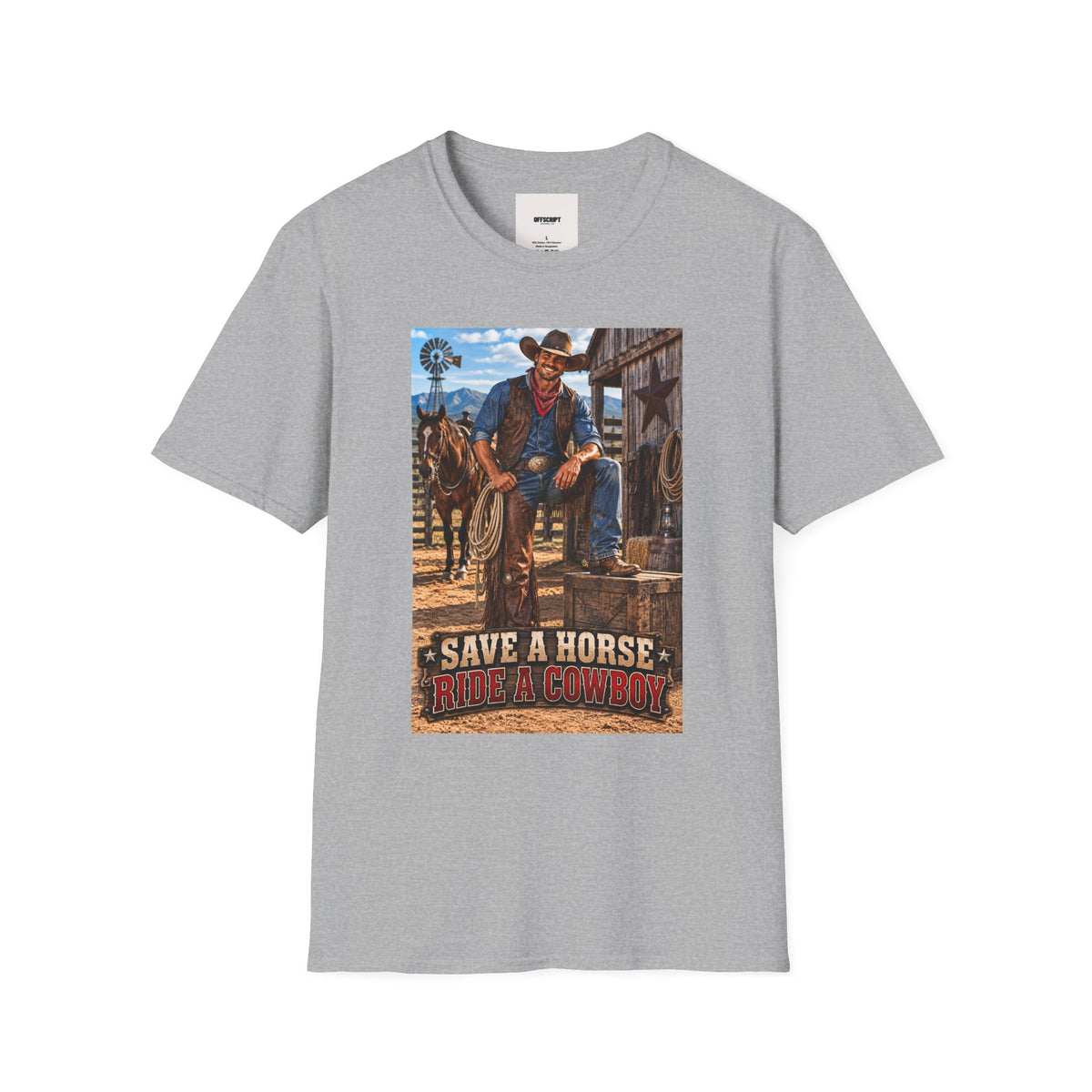 Cowboy Graphic T-Shirt — “Save a Horse, Ride a Cowboy” Western Tee