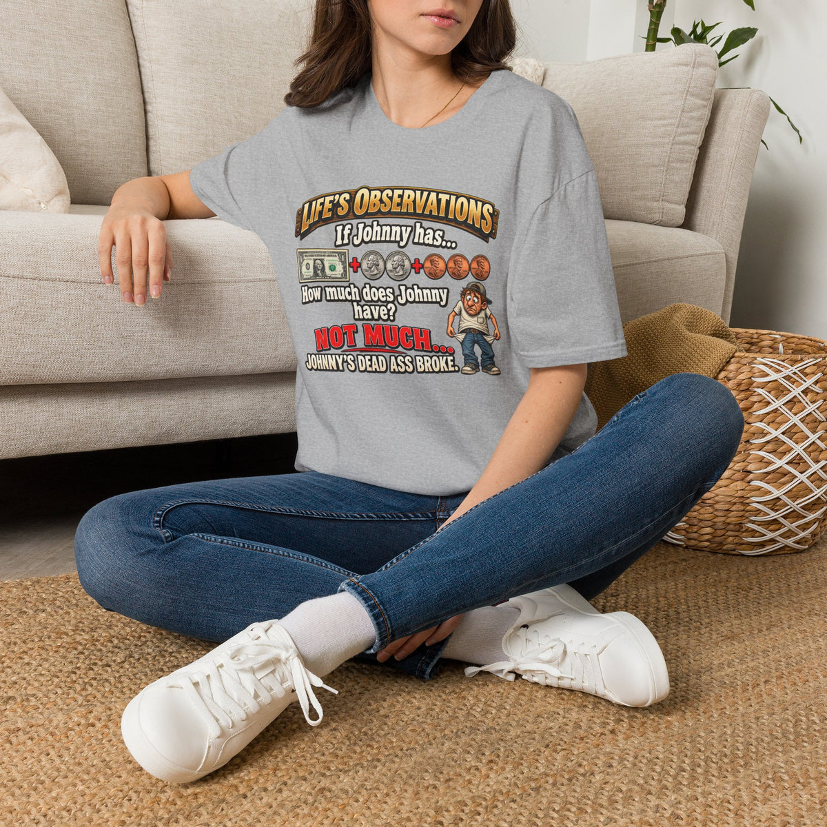Life's Observations "If Johnny Has..." Graphic T-Shirt — Funny Money Puzzle Tee