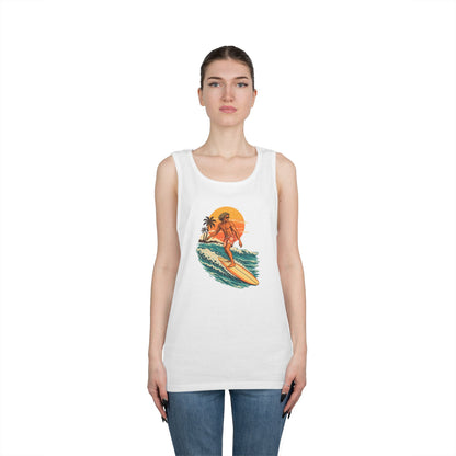 Surfing Sunset Tank — Retro Surfer Graphic Tank Top