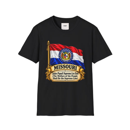 Missouri Flag T‑Shirt — State Seal & Motto Folded Flag Tee