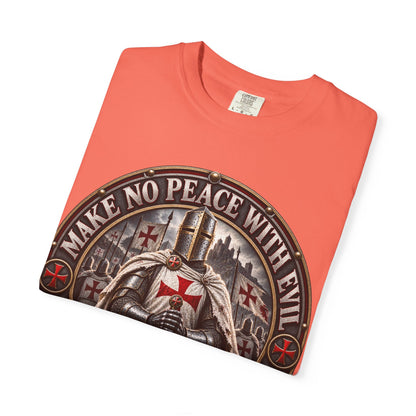 Make No Peace With Evil T-shirt | Crusader Helmet Ephesians 5:11