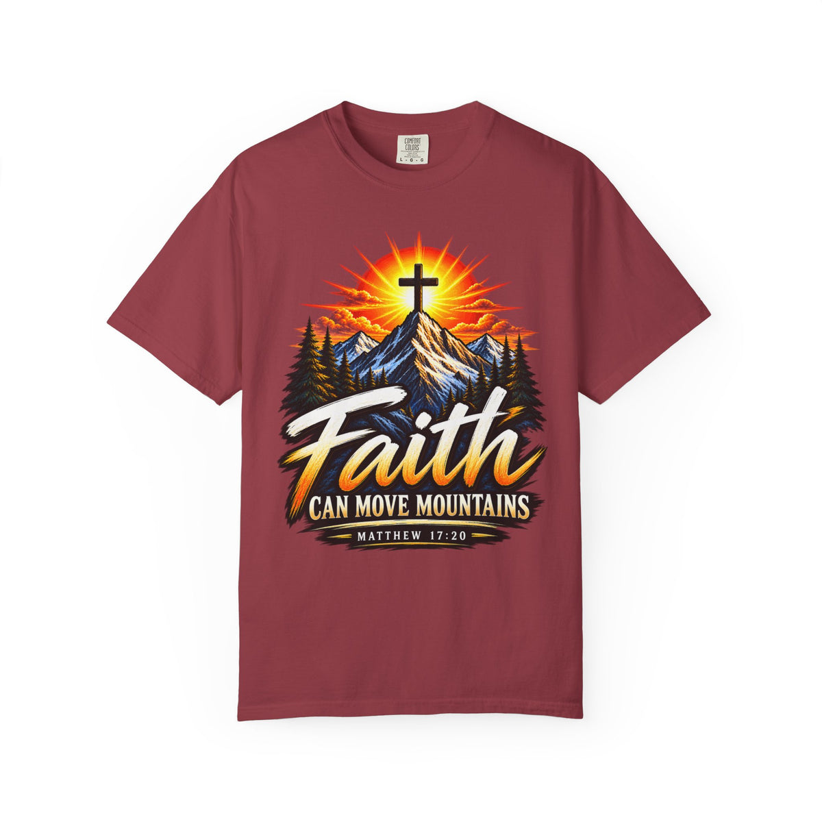 Faith Can Move Mountains T-Shirt | Christian Cross Mountain Graphic