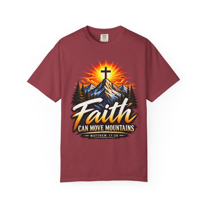 Faith Can Move Mountains T-Shirt | Christian Cross Mountain Graphic