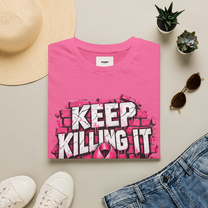 Keep Killing It pink ribbon T-Shirt | Breast Cancer Awareness, Motivational Graphic