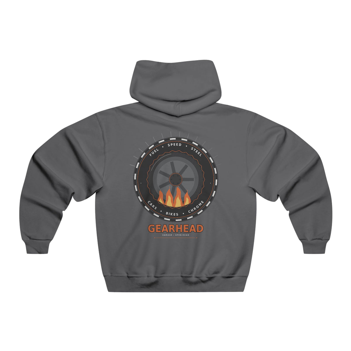Mechanic Gearhead Hoodie — Vintage Wrench & Tire Flame Auto Repair Sweatshirt