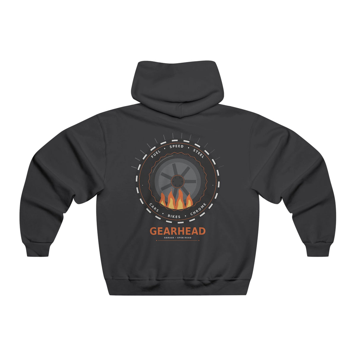 Mechanic Gearhead Hoodie — Vintage Wrench & Tire Flame Auto Repair Sweatshirt