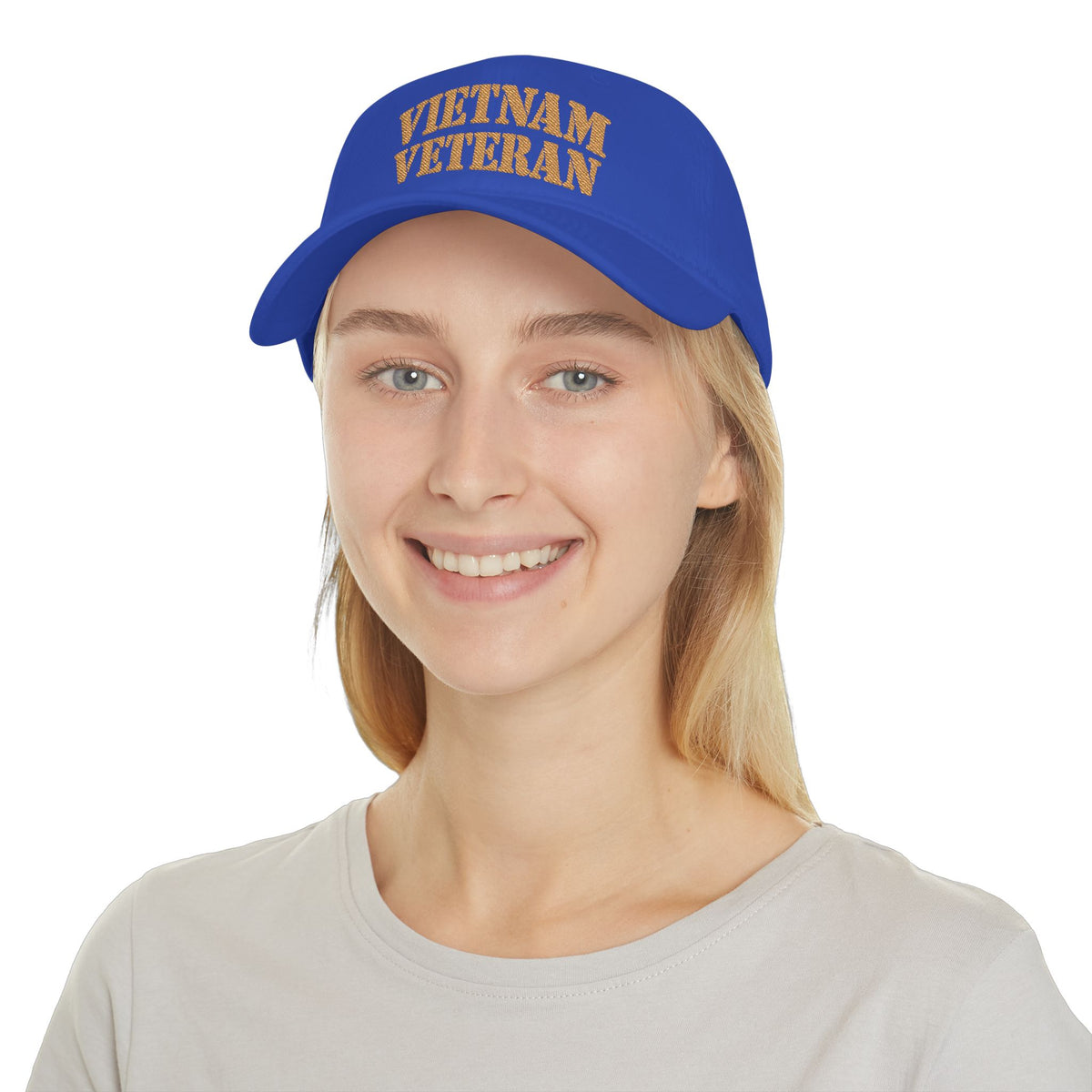 Vietnam Veteran Baseball Cap — Embroidered Gold Text Low Profile Hat for Veterans & Memorial Events