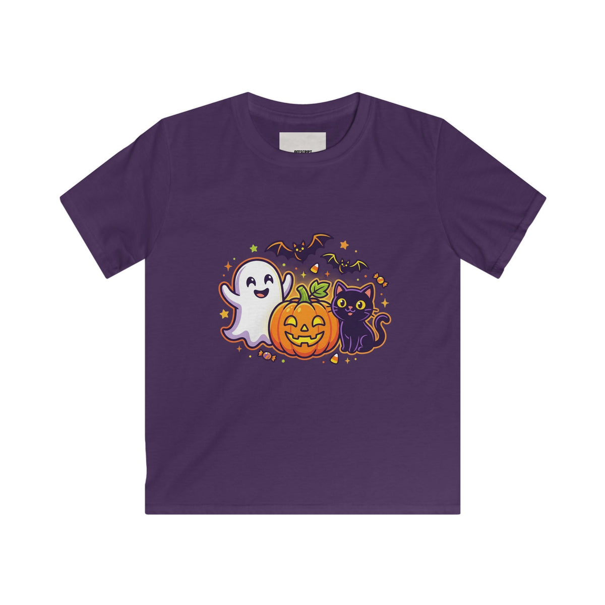 Kids Halloween Tee - Cute Ghost, Jack-O'-Lantern & Black Cat Shirt for Children