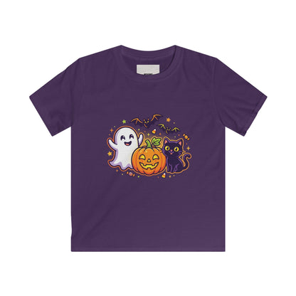 Kids Halloween Tee - Cute Ghost, Jack-O'-Lantern & Black Cat Shirt for Children