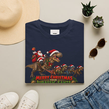 Christmas Dinosaur T-Shirt — “Merry Christmas from Jurassic Santa” Holiday Tee