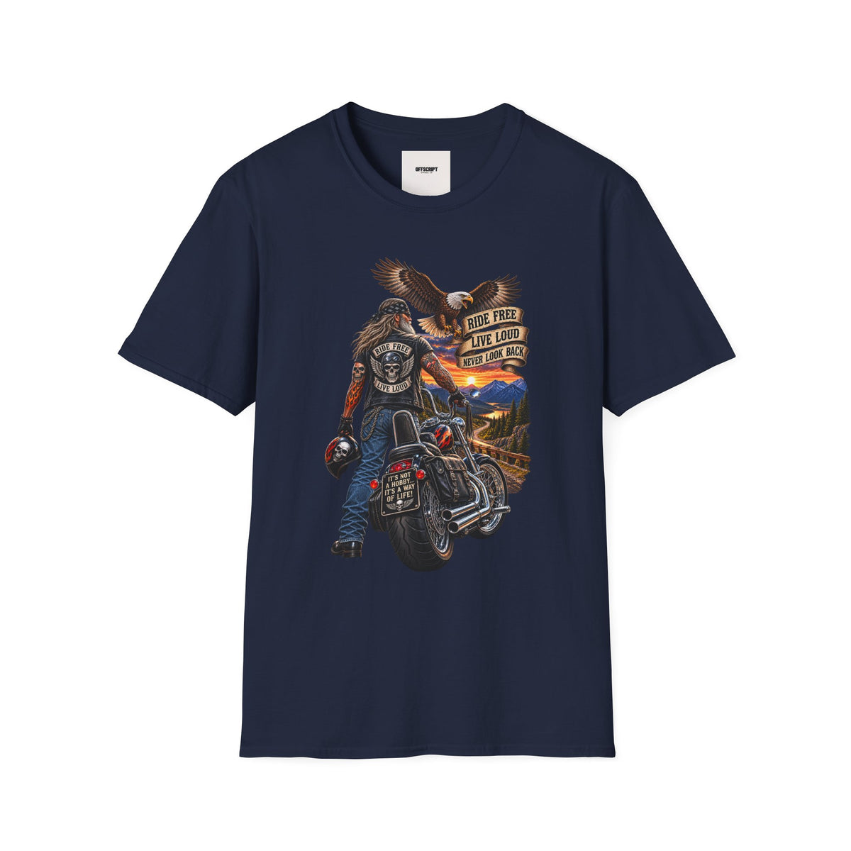 Biker Eagle T-Shirt — "Ride Free, Live Loud" Motorcycle Tee