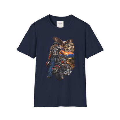 Biker Eagle T-Shirt — "Ride Free, Live Loud" Motorcycle Tee