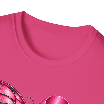Pink Ribbon Butterfly Breast Cancer Awareness T-Shirt | Support Ribbon Tee