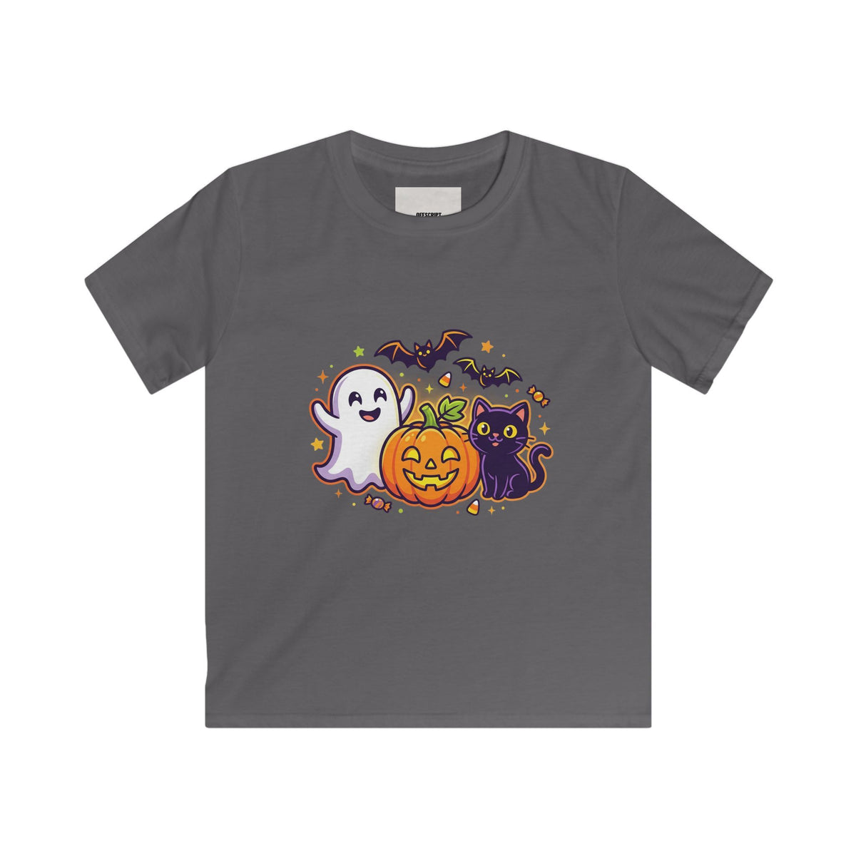 Kids Halloween Tee - Cute Ghost, Jack-O'-Lantern & Black Cat Shirt for Children