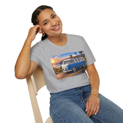 Vintage VW Bus T‑Shirt — Retro Surf Van Sunset Graphic Tee