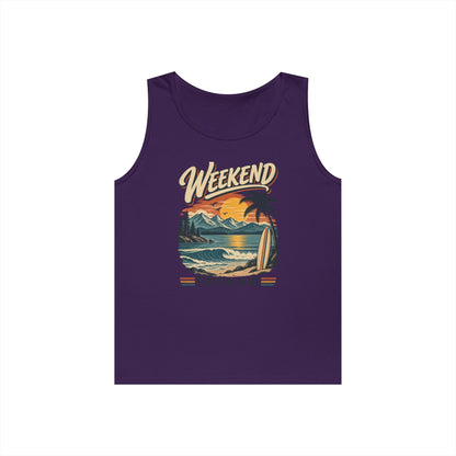 Weekend State of Mind Tank Top — Retro Beach Surf Sunset Graphic